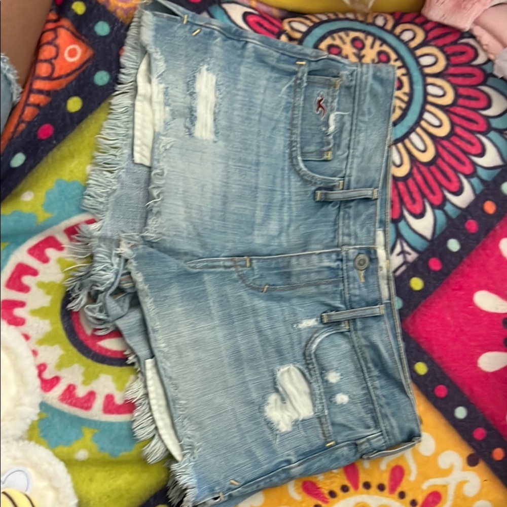 Hollister Blue Distressed Jean Shorts
